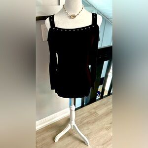 🖤 INC Cold Shoulder Studded Top